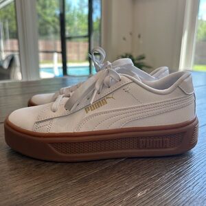 Puma Women’s White Sneakers with Brown Sole